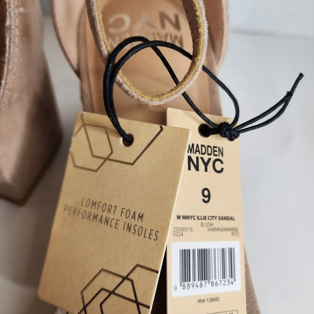 NIB Madden NYC Women's SIZE 9 Blush Illie City Rhinestone Bling Strappy Sandals